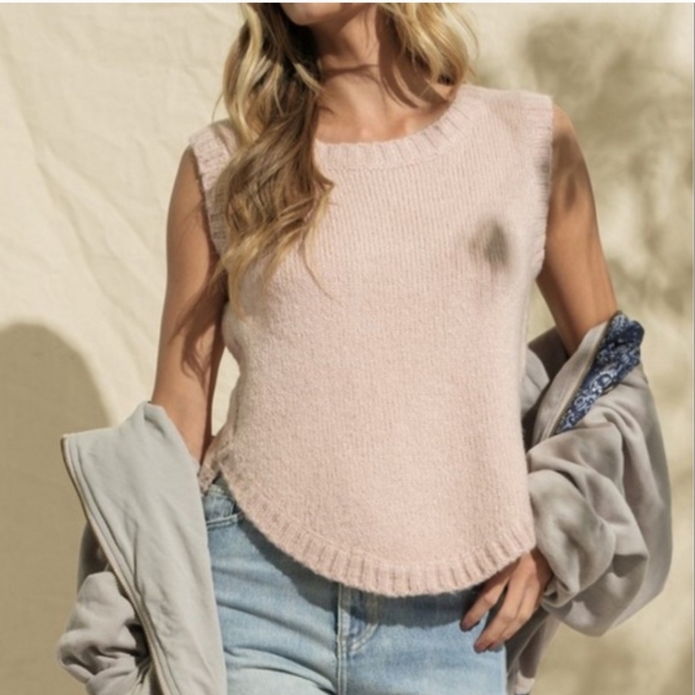 Anthropologie Papermoon Sleeveless Knit Pink Pullover Sweater Small